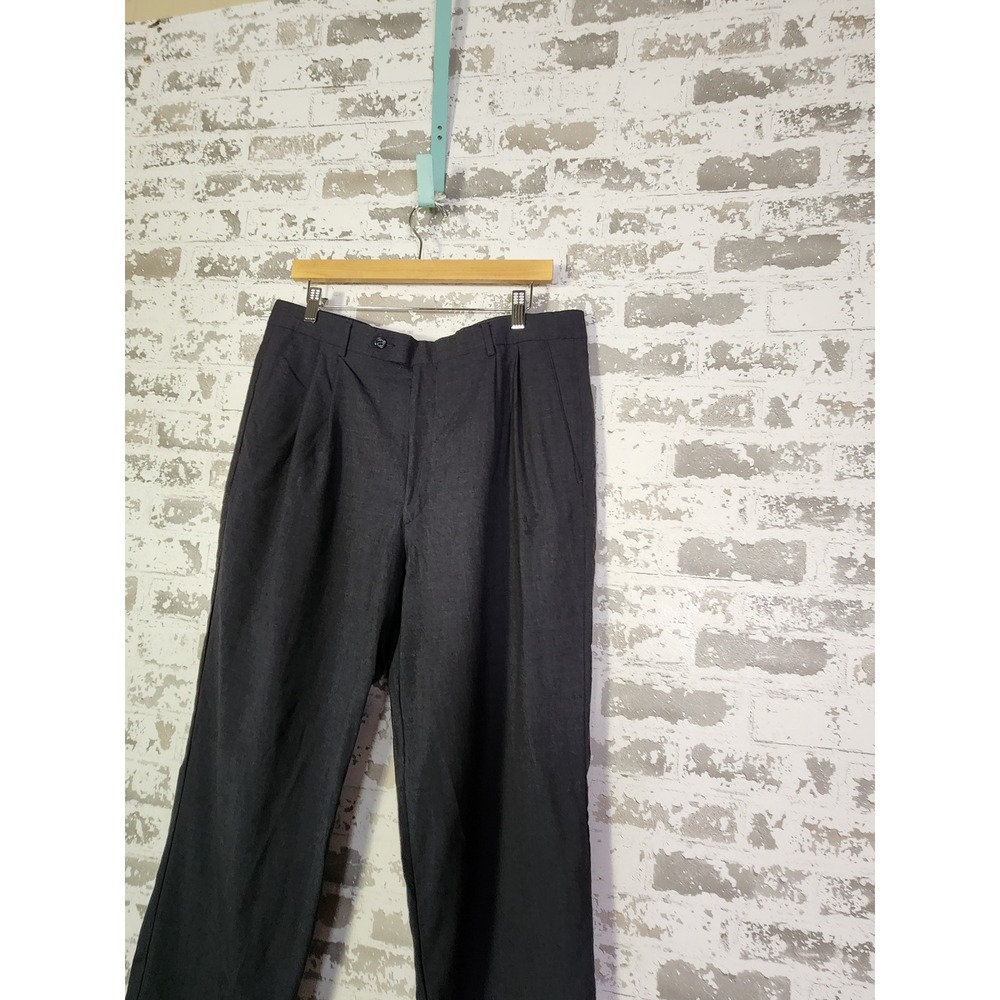 Brooks Brothers Stretch 100% Wool Dress Pants Men's 36x31 Dark Gray Pleated - Picture 14 of 16